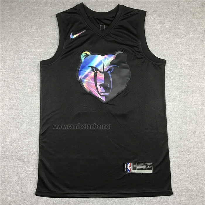 Camiseta Memphis Grizzlies Ja Morant #12 Iridescent Logo Negro